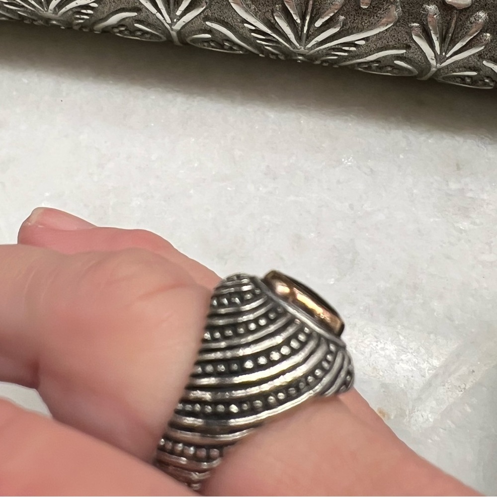 Rare retired James Avery Sterling Silver Black Onyx & 14k GOLD Ring size 6 - Picture 10 of 11